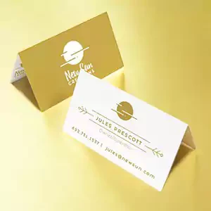 Quick Gold Metallic Folded Visiting Cards