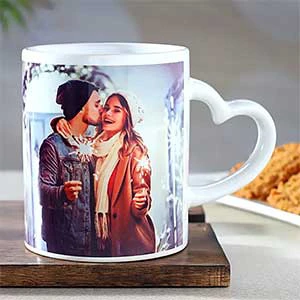 White Heart Handle Mugs